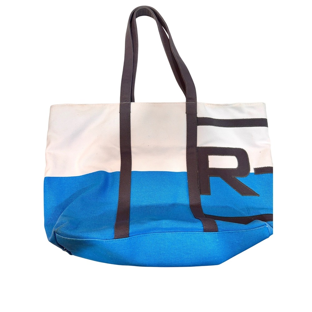 Rodan + Fields R+F Blue White Colorblock Canvas Tote Bag Oversized Beach Travel
